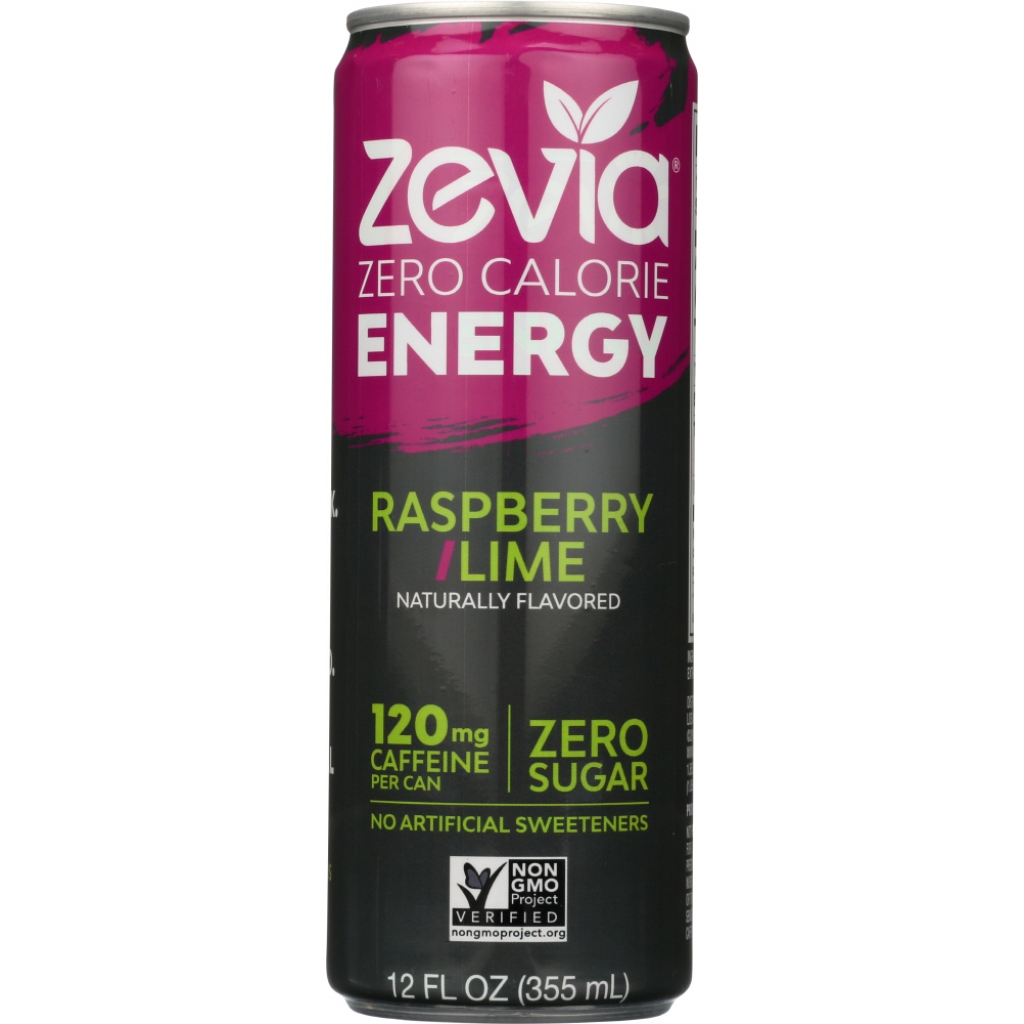 Zevia Raspberry Lime Energy Drink, 12 fl oz