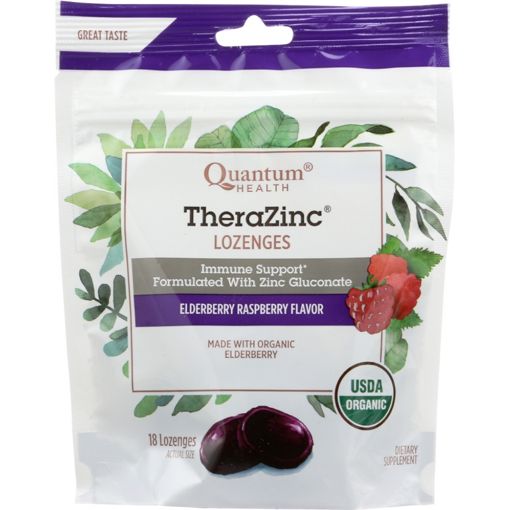 TheraZinc Elderberry Organic Lozenges - 18 Count