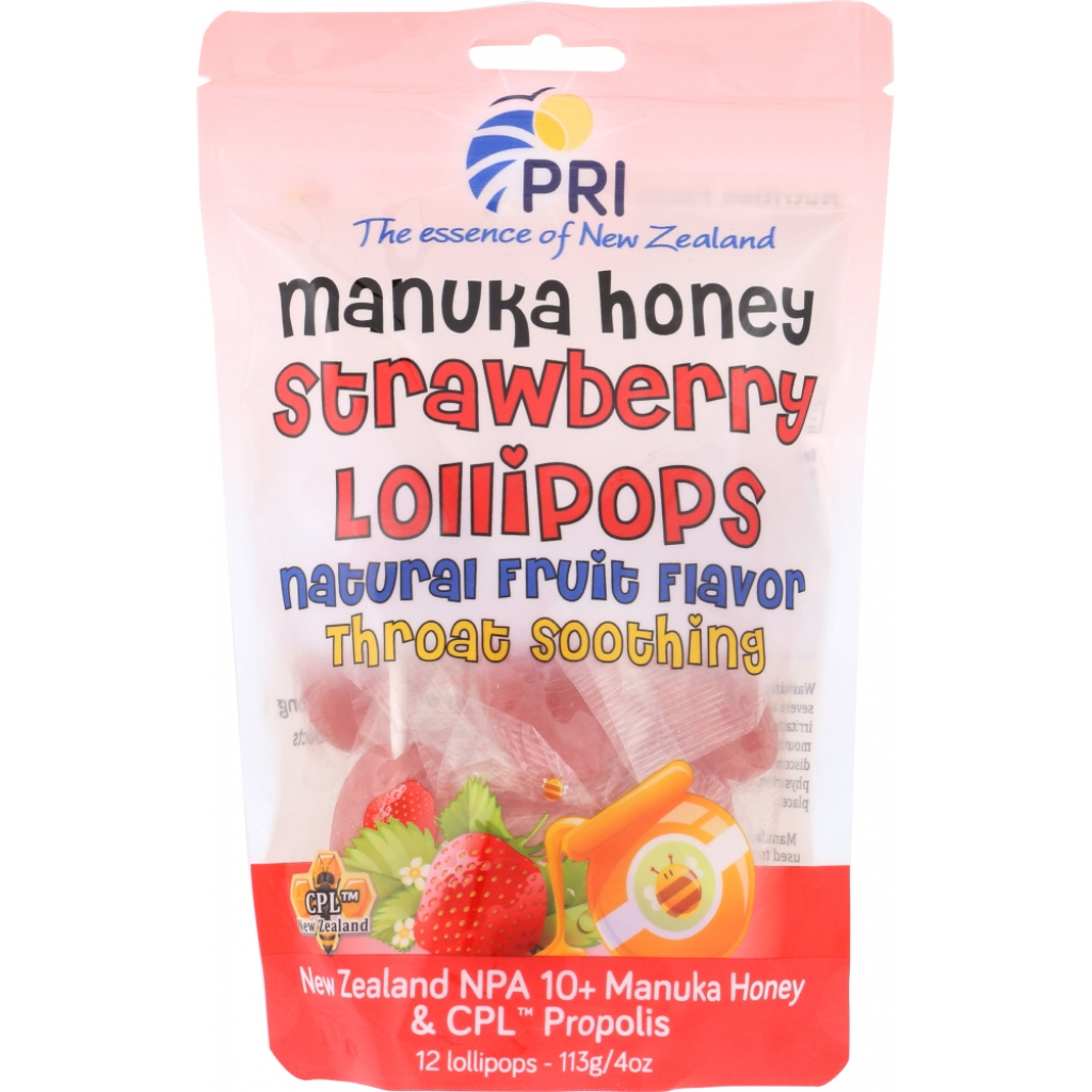 Children’s Strawberry & Manuka Honey Lollipops – 12 ct