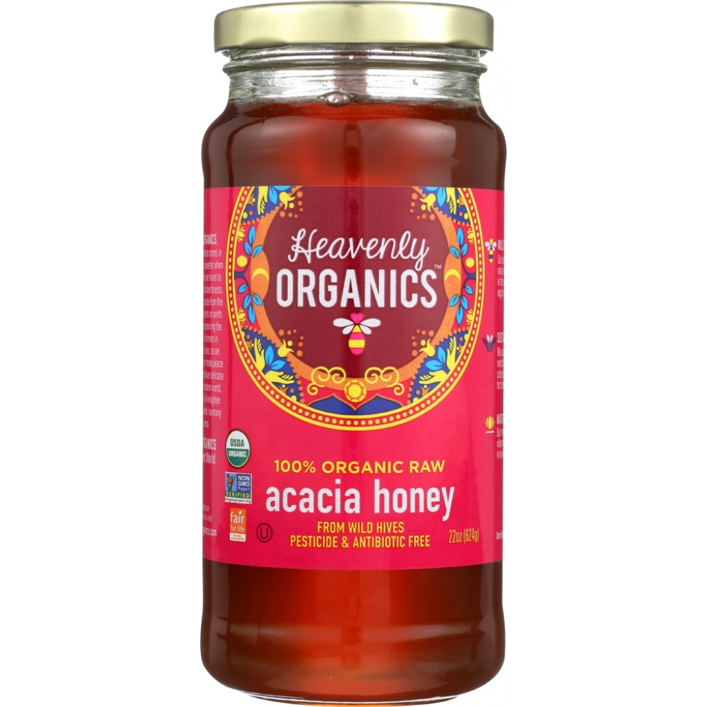 100% Organic Raw Acacia Honey, 22 oz