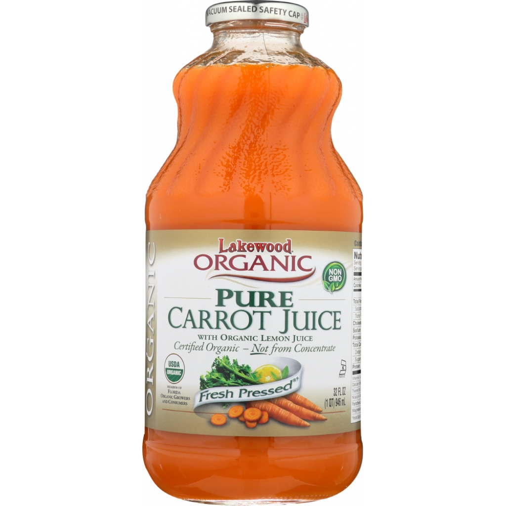 Lakewood Pure Carrot Juice with Organic Lemon Juice, 32 oz