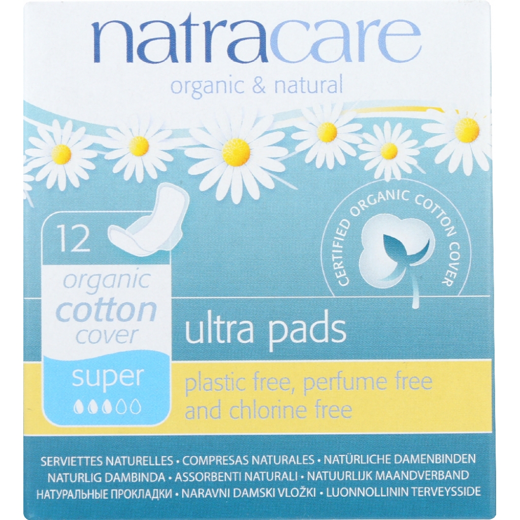 Natural Ultra Pads Cotton Cover Super, 12 Pads