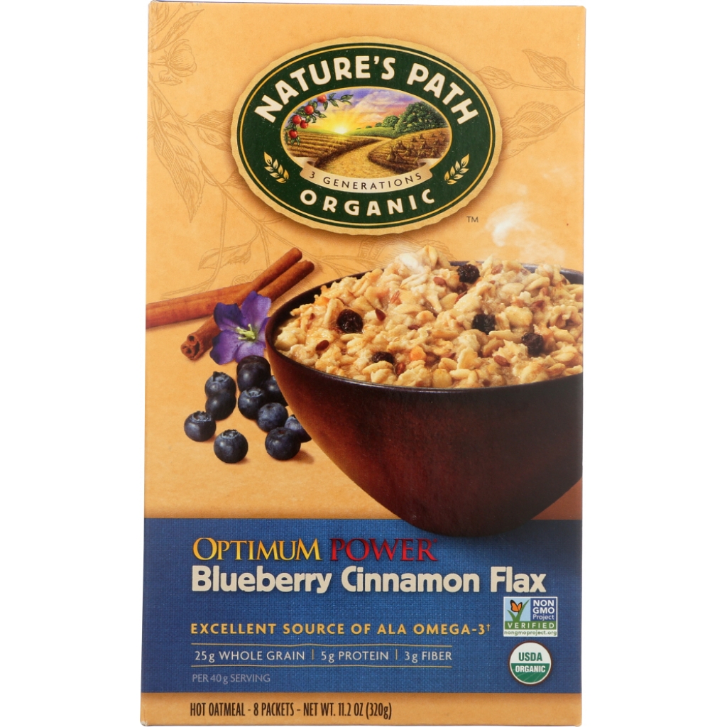 Organic Hot Oatmeal with Blueberry Cinnamon Flax, 8 Packets