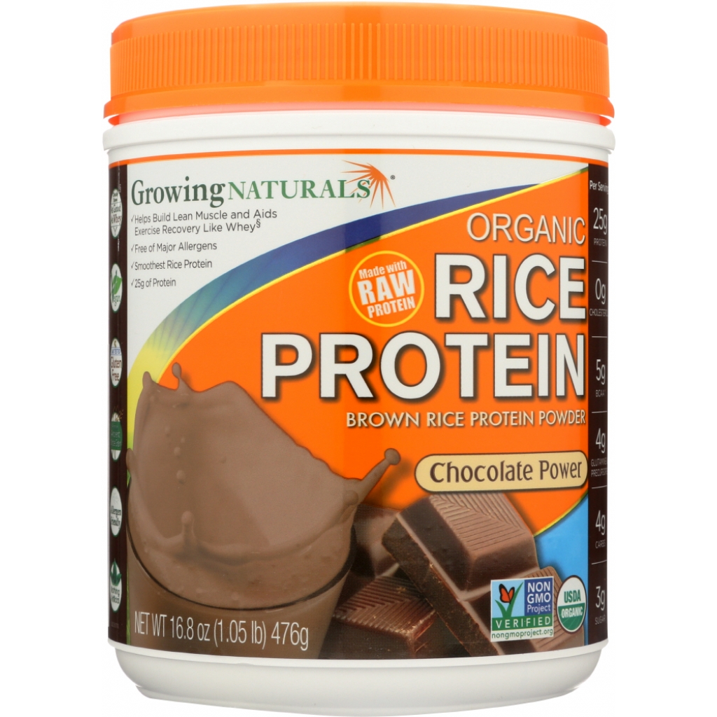 Organic Raw Rice Protein - Chocolate Flavor, 16.8 oz