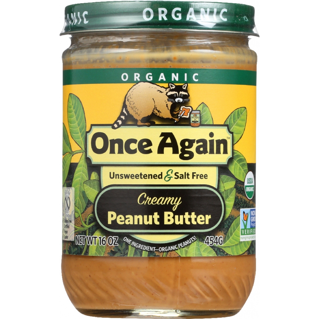 Organic Creamy No Salt Peanut Butter, 16 oz