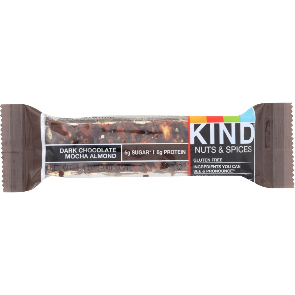 Dark Chocolate Mocha Almond Bar - 1.4 oz - Indulgent Snack