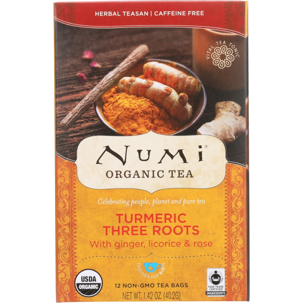 Three Roots Organic Turmeric Tea, 12 Tea Bags