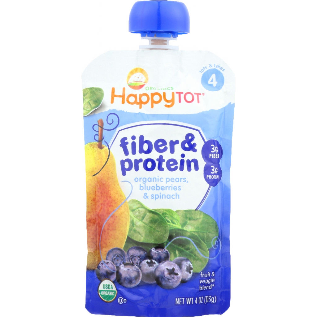 Nutrient-Rich Fiber & Protein Puree — Pears, Blueberries & Spinach