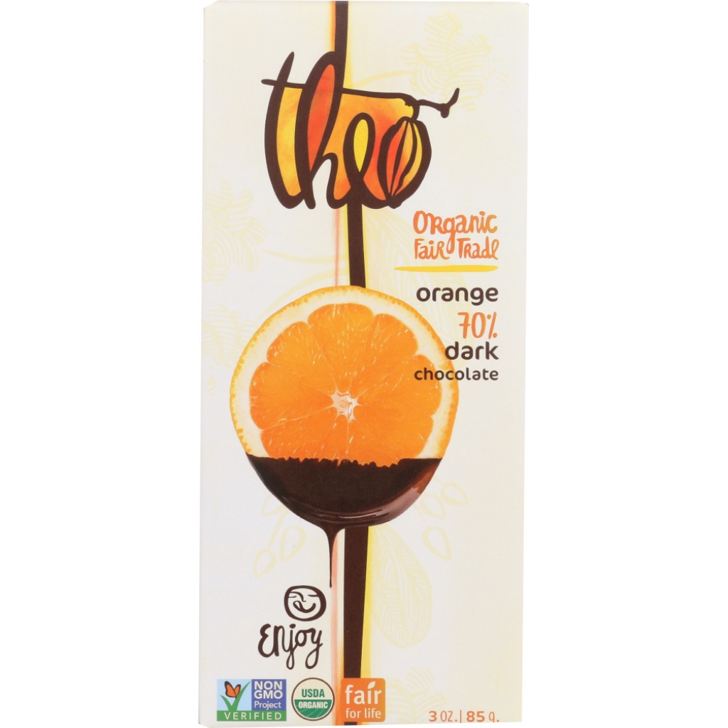 Organic 70% Dark Chocolate Bar with Orange Essence, 3 Oz