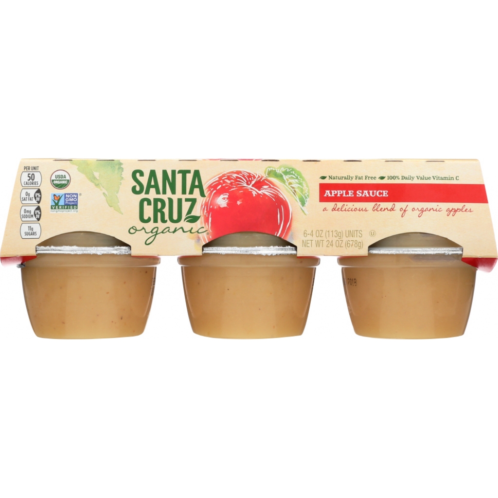 Santa Cruz Organic Applesauce Cups, 6x4oz Cups, 24 oz