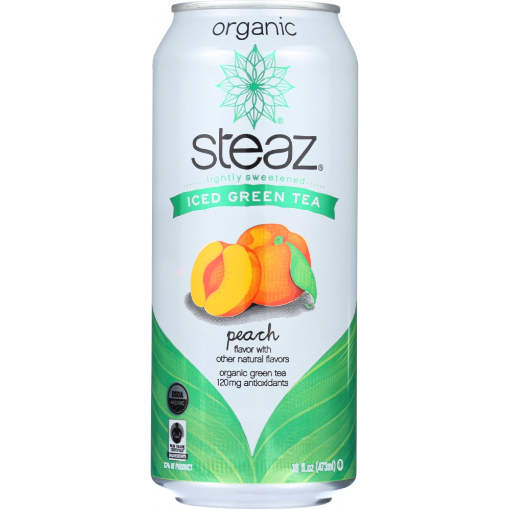 Lightly Sweetened Organic Iced Green Tea with Peach, 16 oz