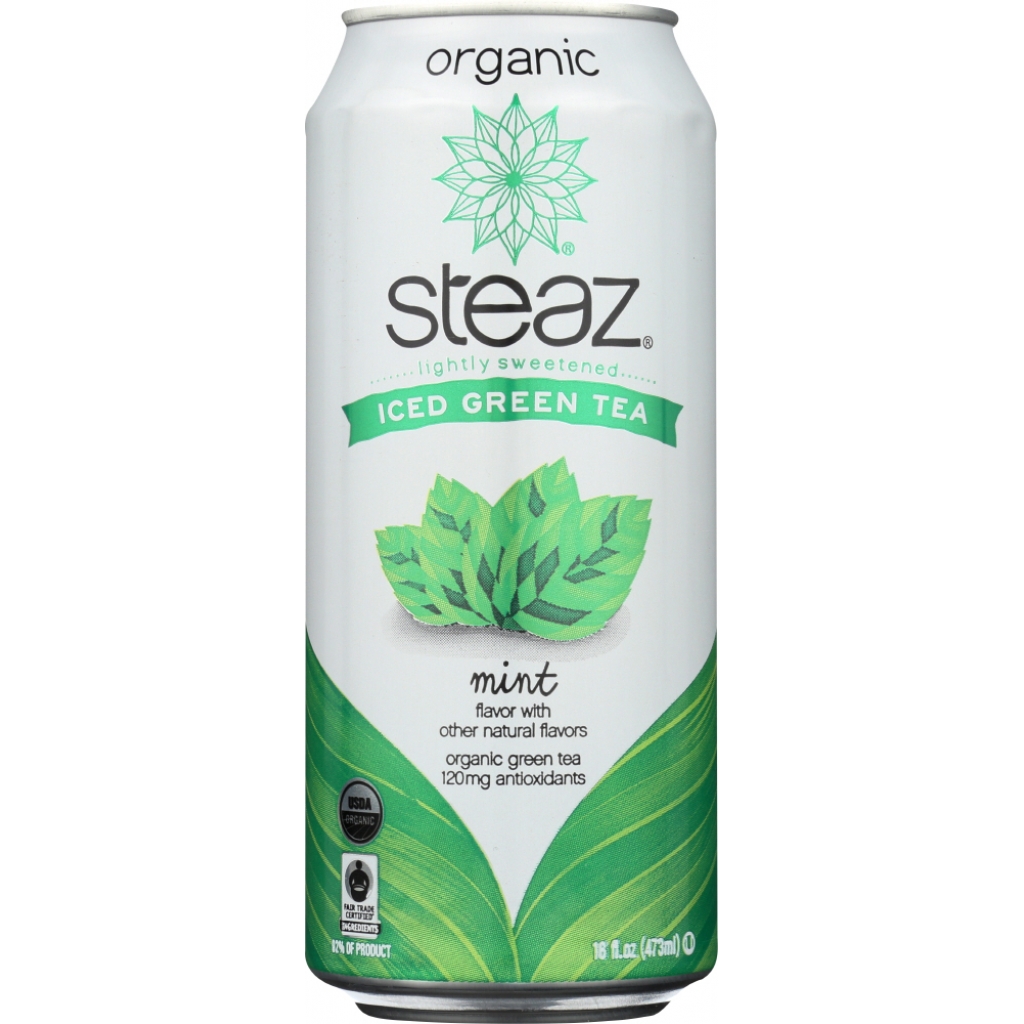 Lightly Sweetened Organic Iced Green Tea with Mint - 16 oz