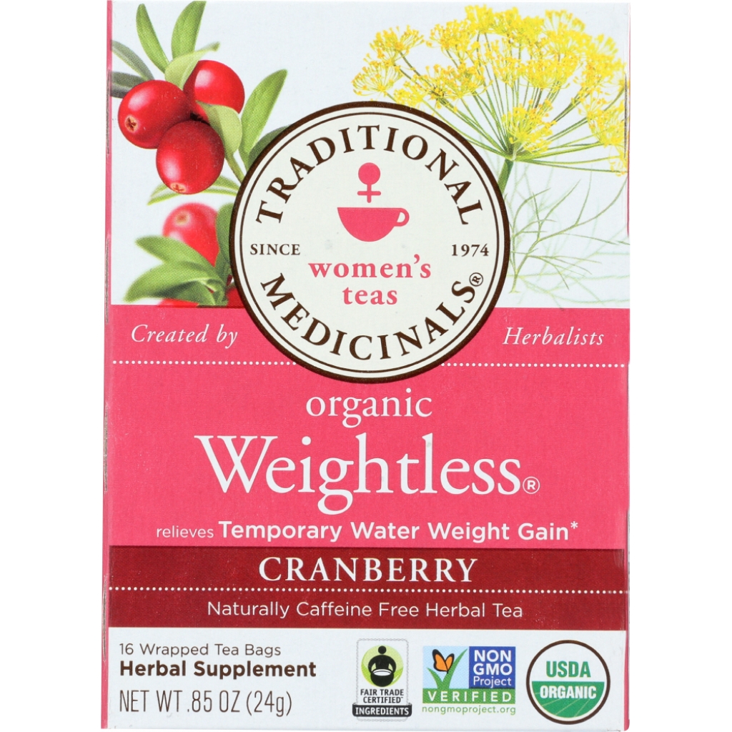 Organic Weightless Cranberry Herbal Tea - 16 Tea Bags, 0.85 oz