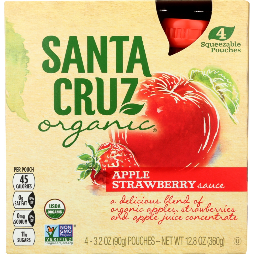 Organic Apple Strawberry Sauce Pouches, 4 Pack