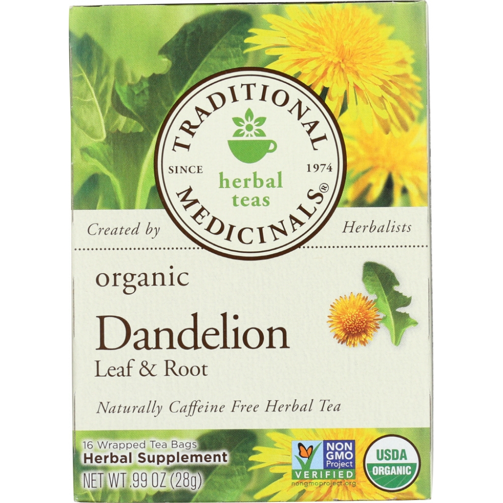 Organic Caffeine-Free Dandelion Leaf & Root Herbal Tea - 16 Tea Bags