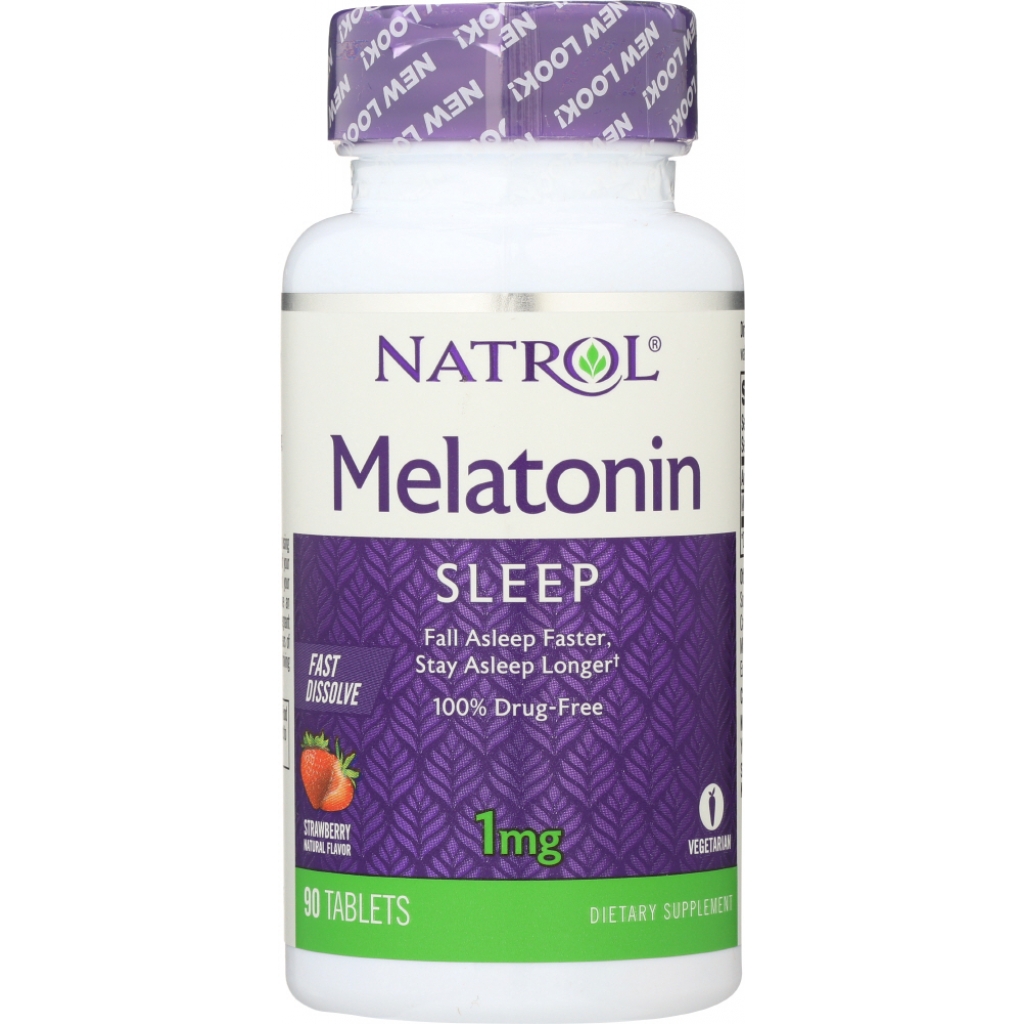 Melatonin Fast Dissolve Strawberry Tablets, 1mg, 90 Tablets