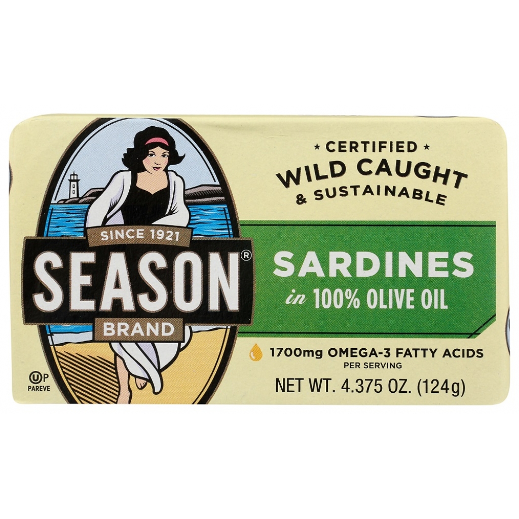 Wild Caught Sardines in 100% Olive Oil - 4.375 oz