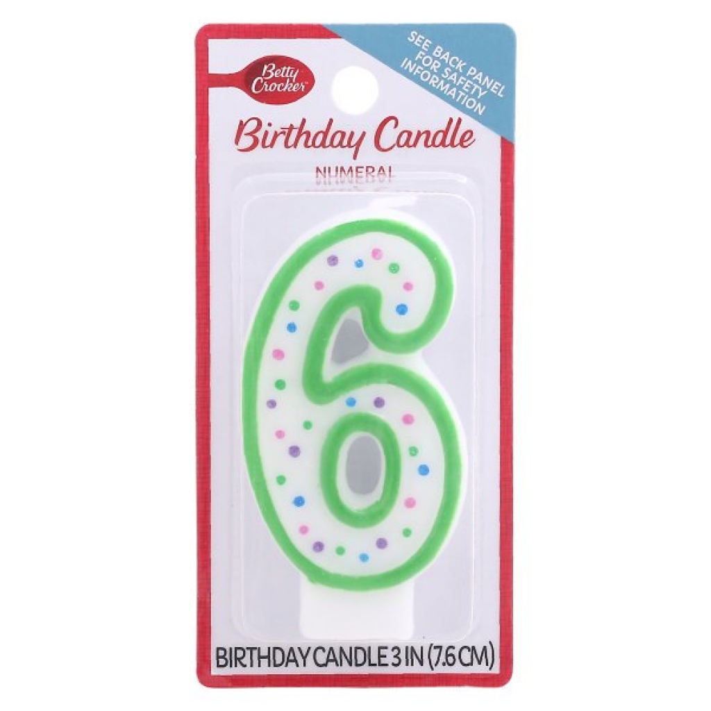 Betty Crocker Birthday Candle Numeral 6 for Special Celebrations