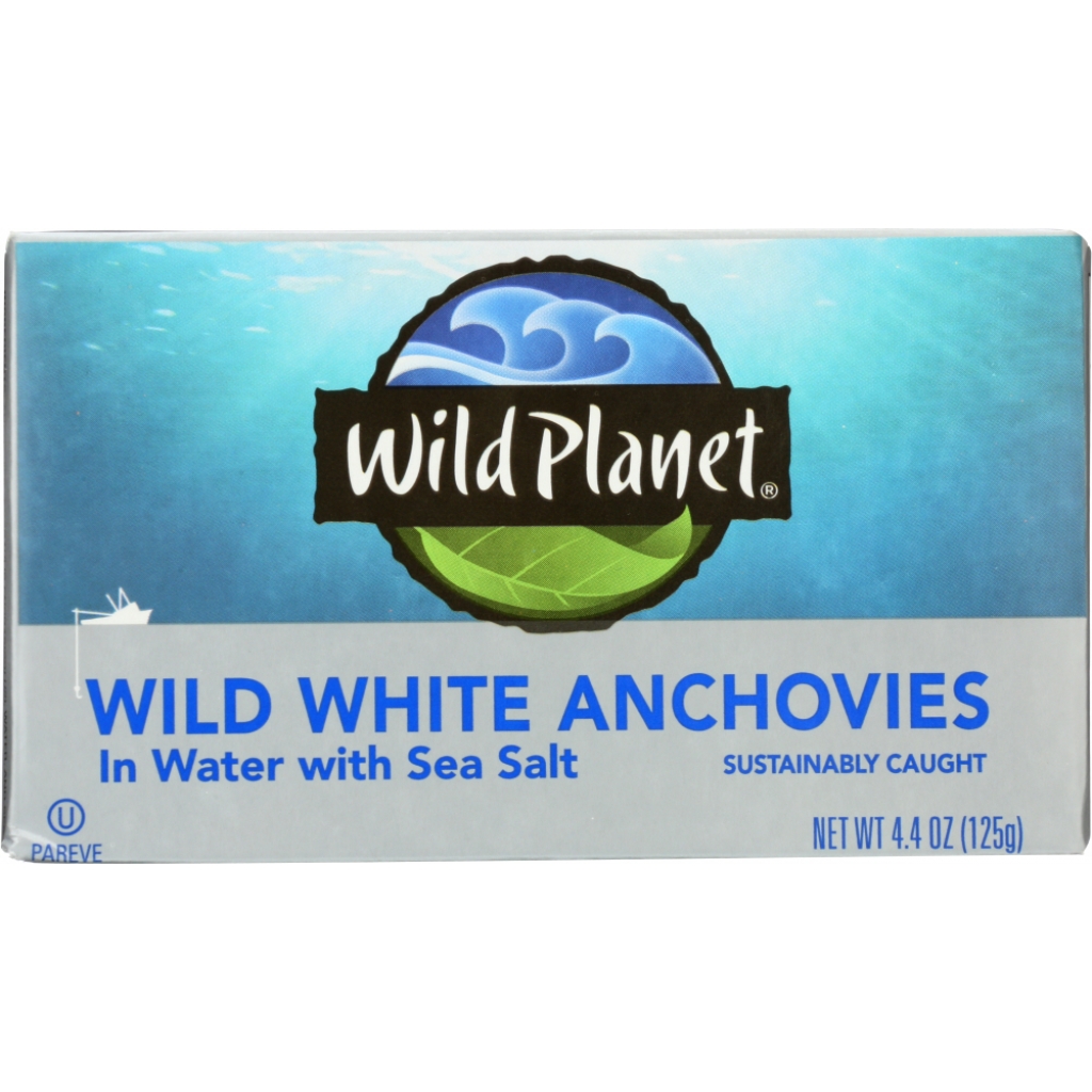 Wild White Anchovies in Water with Sea Salt - 4.4 oz - Gourmet Seafood