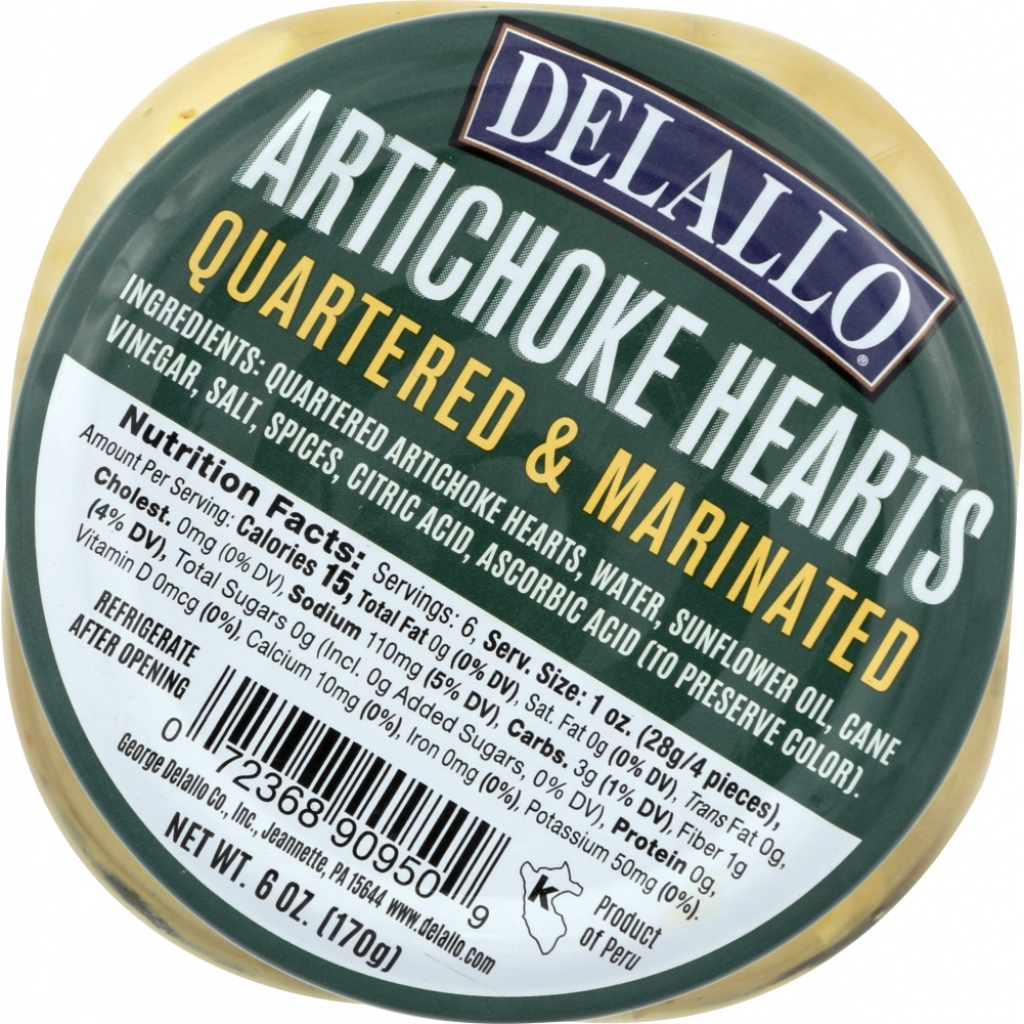 DeLallo Marinated Artichoke Hearts, 6 oz