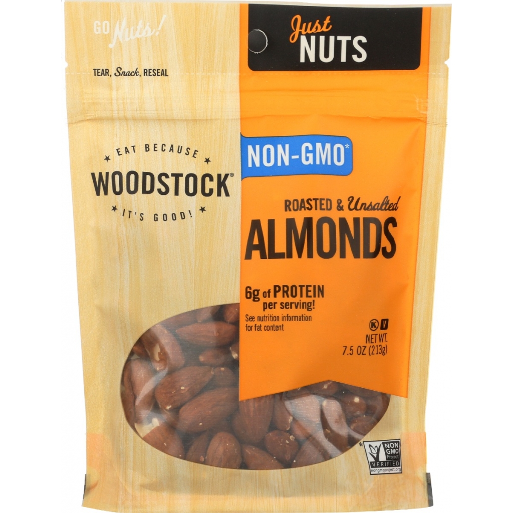 Unslalted Roasted Almonds, 7.5 oz