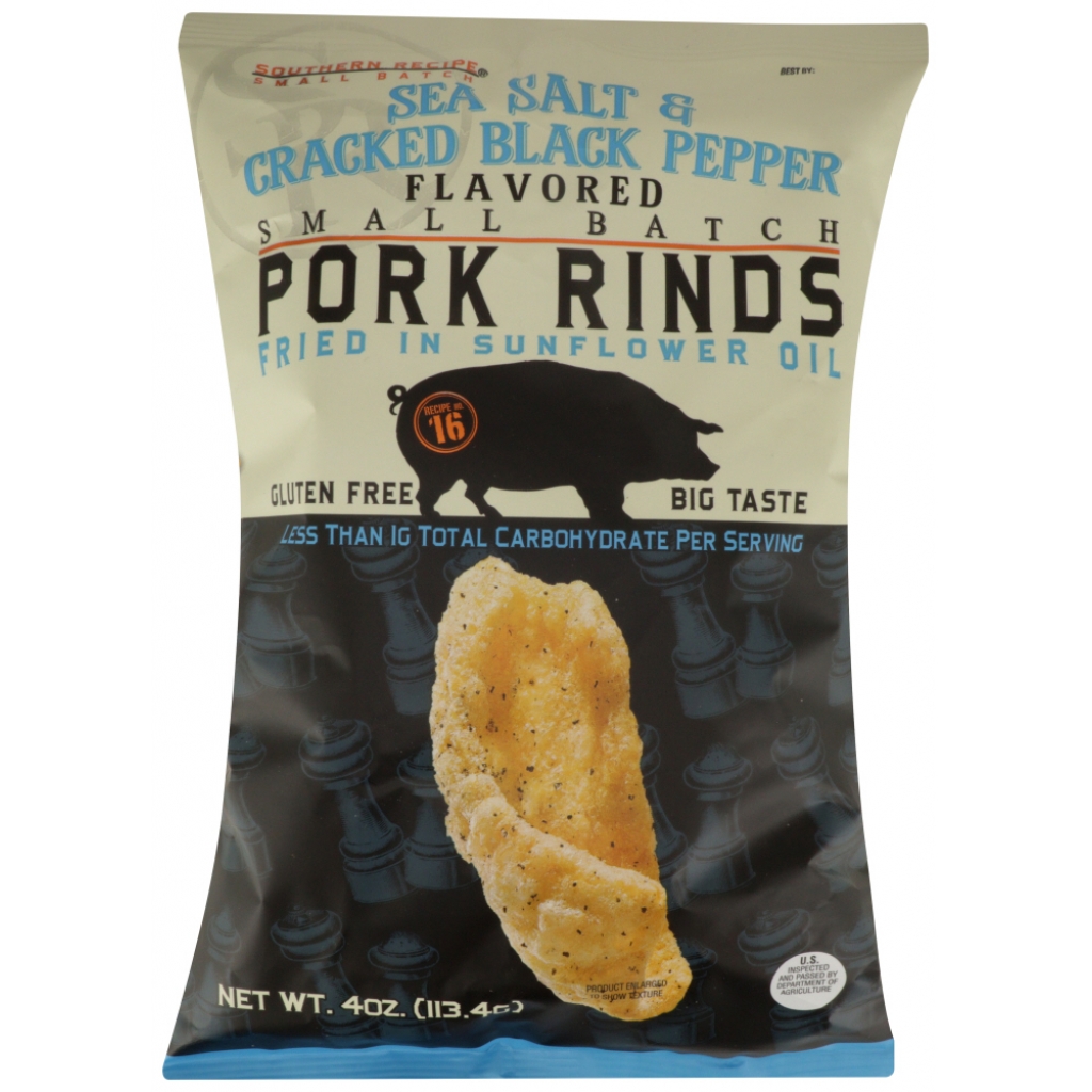 Pork Rind with Sea Salt and Cracked Pepper, 4 oz