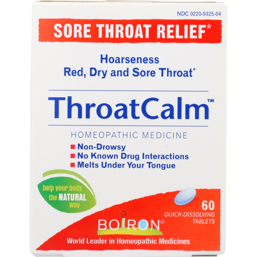 Homeopathic Throat Calm Tablets, 60 count