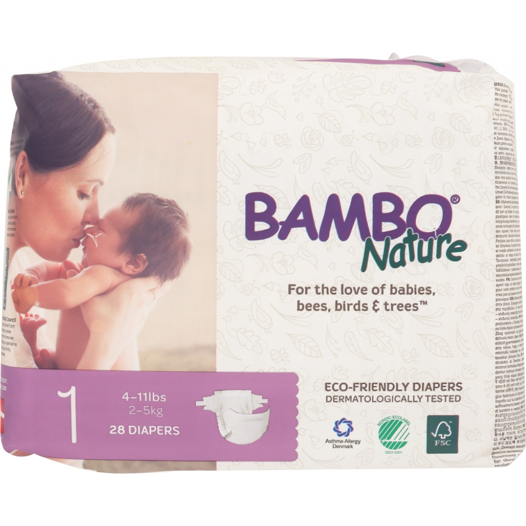 Eco-Friendly Disposable Baby Diapers, Size 1