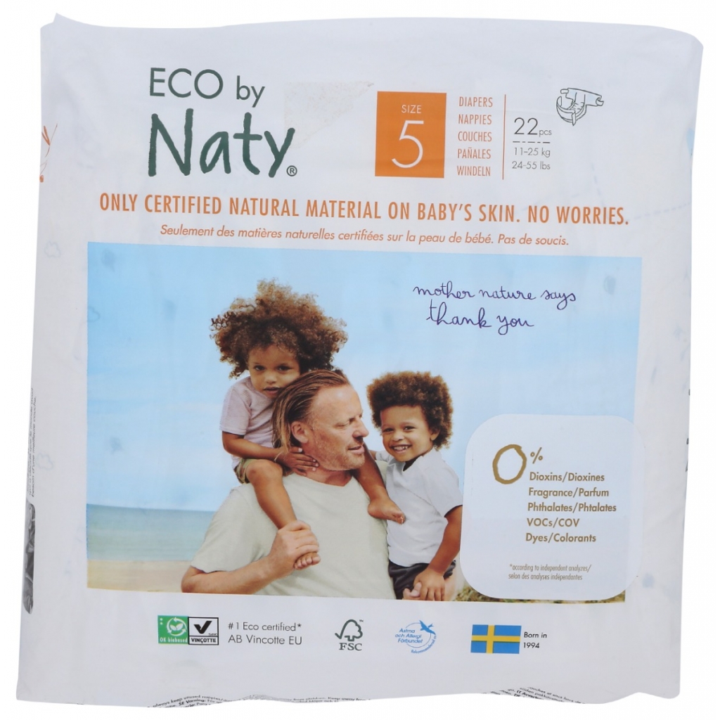 Eco-Friendly Size 5 Diapers, 22 ct