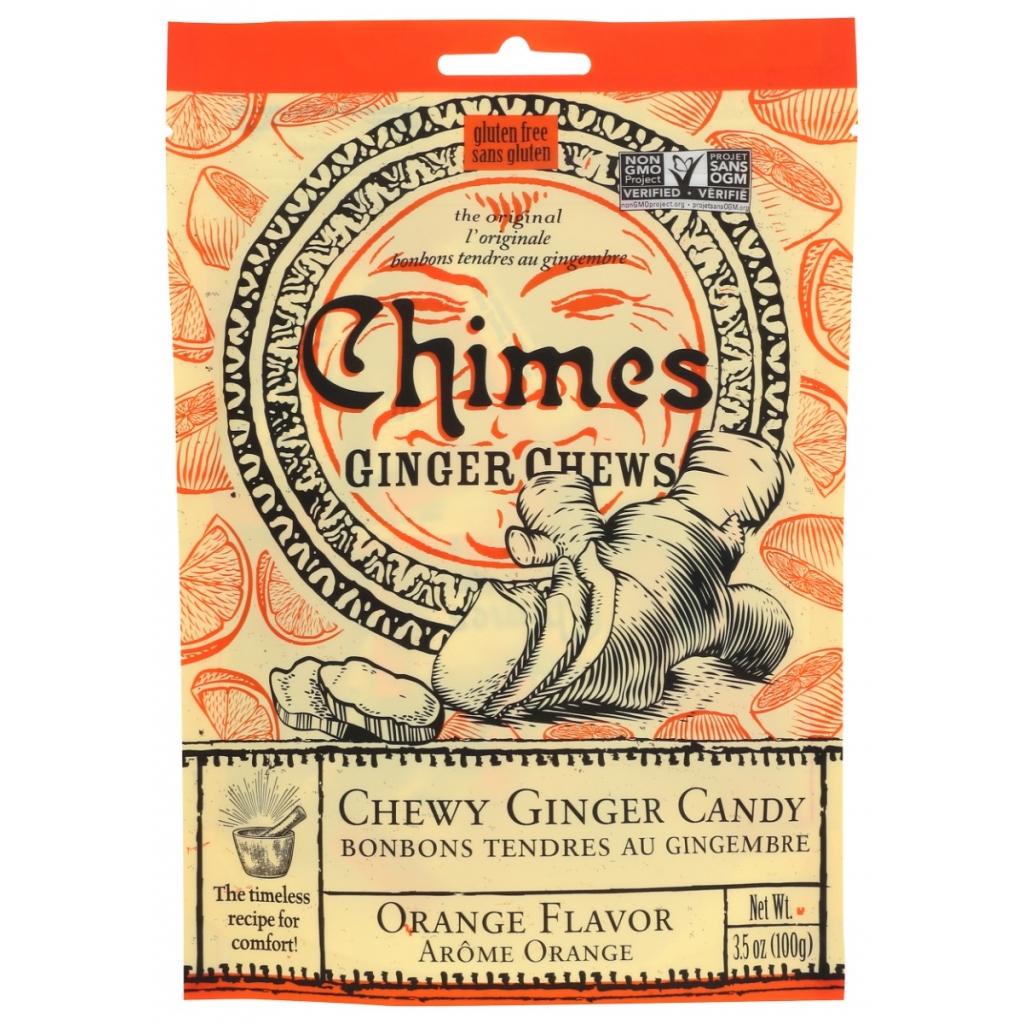 Ginger Chew Candy, Orange Flavor, 3.5 oz