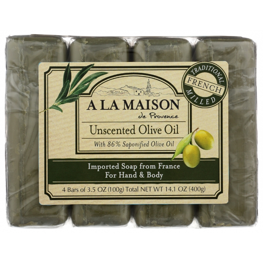 Unscented Olive Oil Soap Bars - 4 Pack, 14.1 Oz