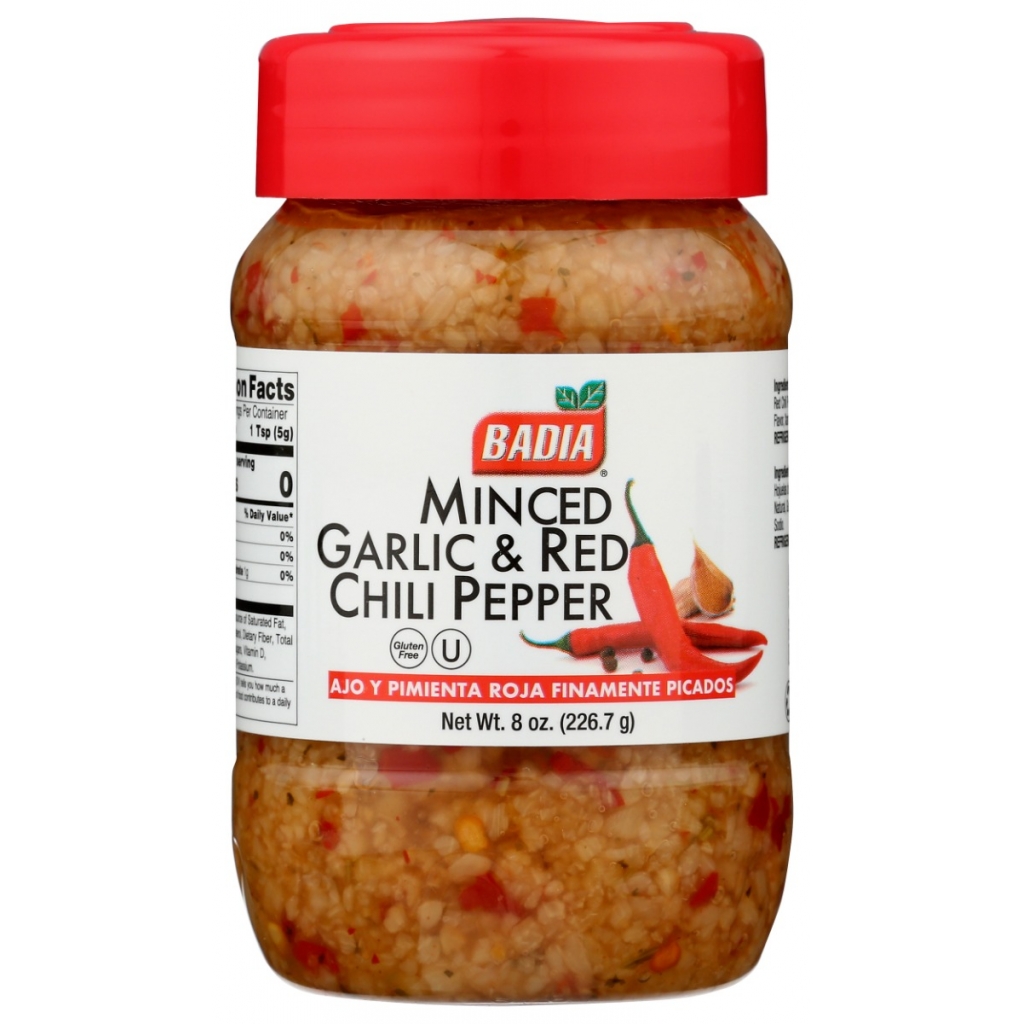 Badia Minced Garlic and Red Chili Pepper, 8 oz