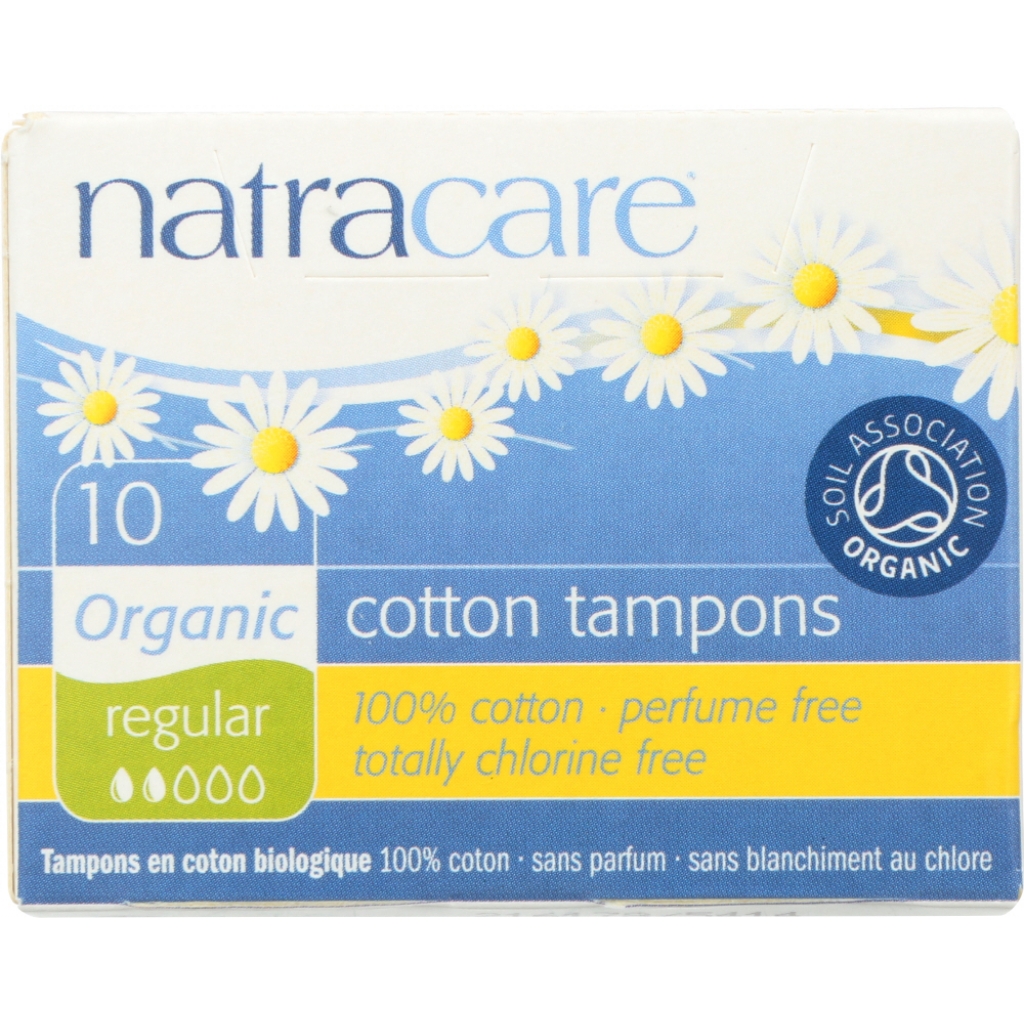 Organic Cotton Tampons - Regular Non-Applicator - 10 pcs