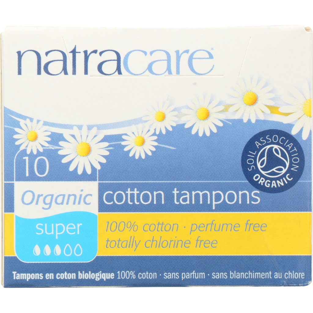 Super Non-Applicator Organic Cotton Tampons, 10 pc