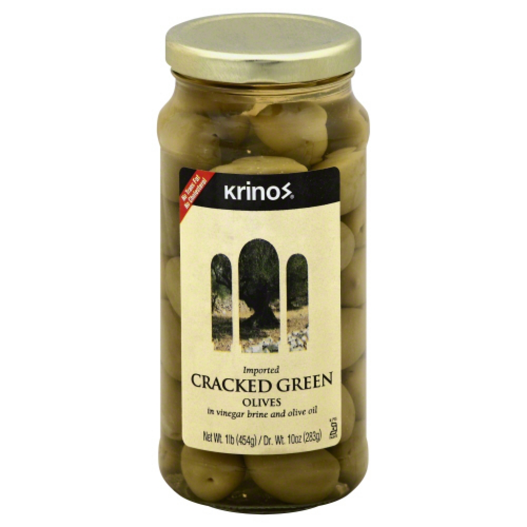 Spicy Cracked Green Olives, 16 oz