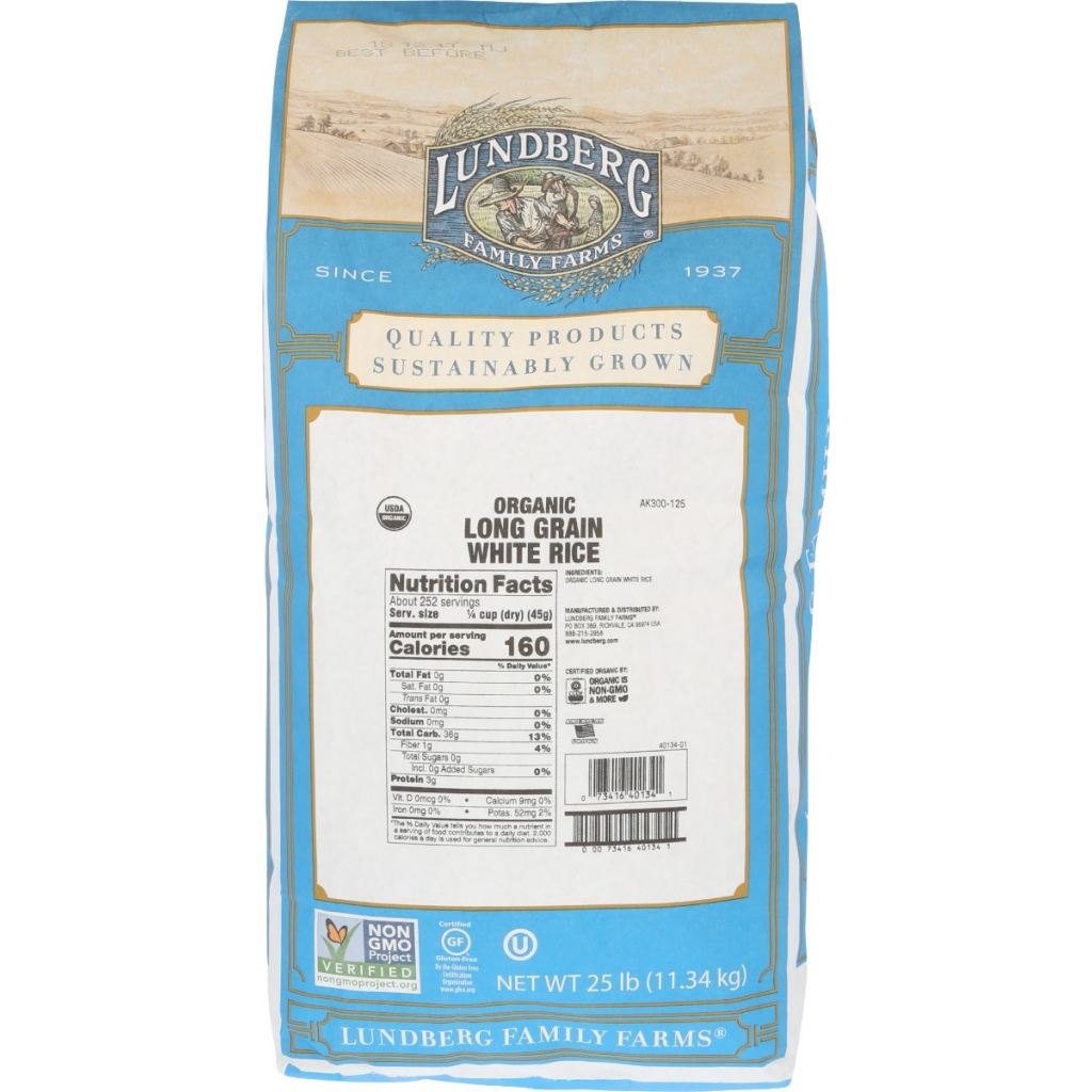 Organic Long Grain White Rice, 25 lb