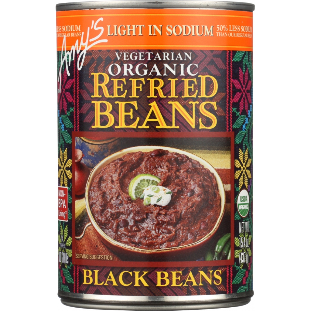 Organic Vegetarian Light Sodium Refried Black Beans, 15.4 oz