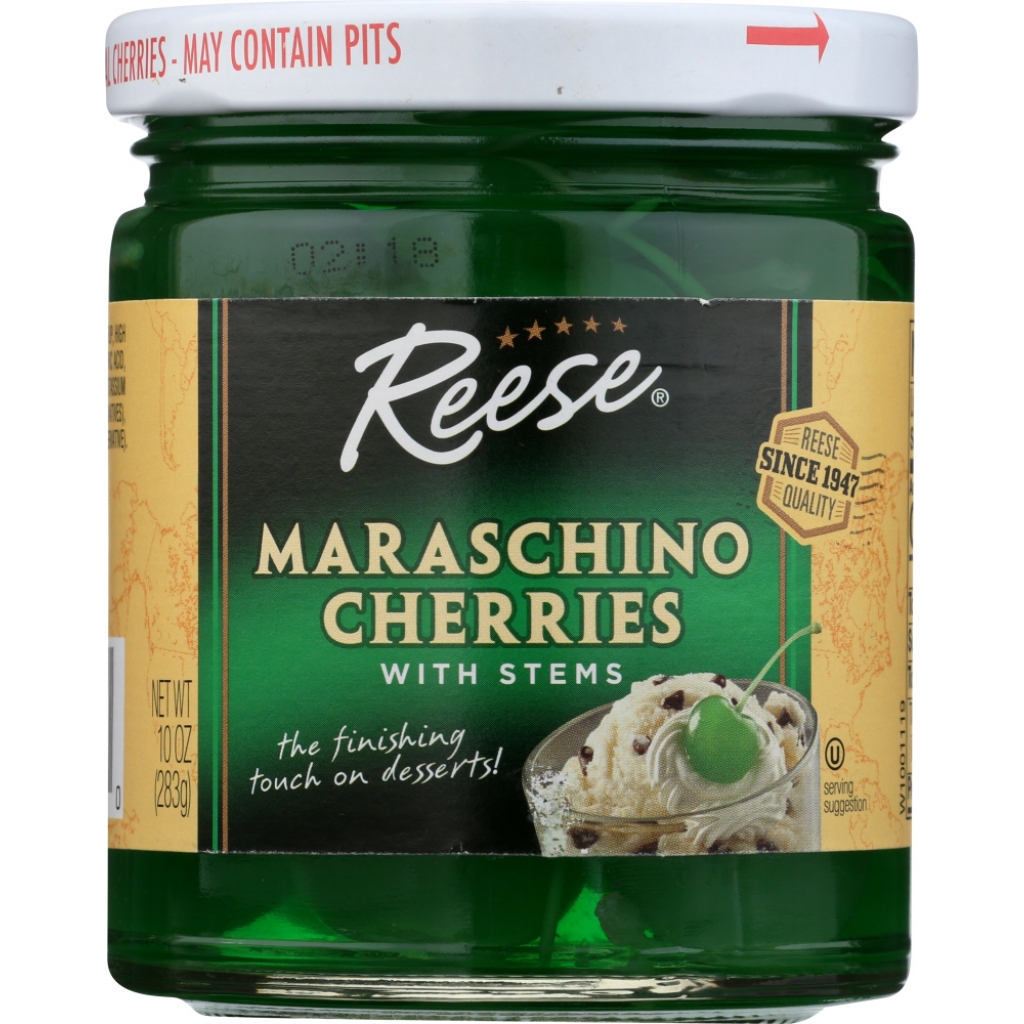 Green Maraschino Cherries with Stems – 10 oz