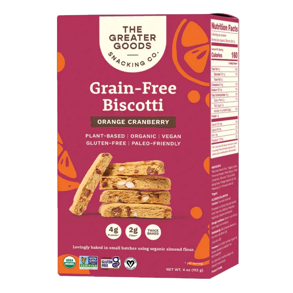 Grain-Free Biscotti - Orange Cranberry, 4 OZ - Healthy Snack Choice