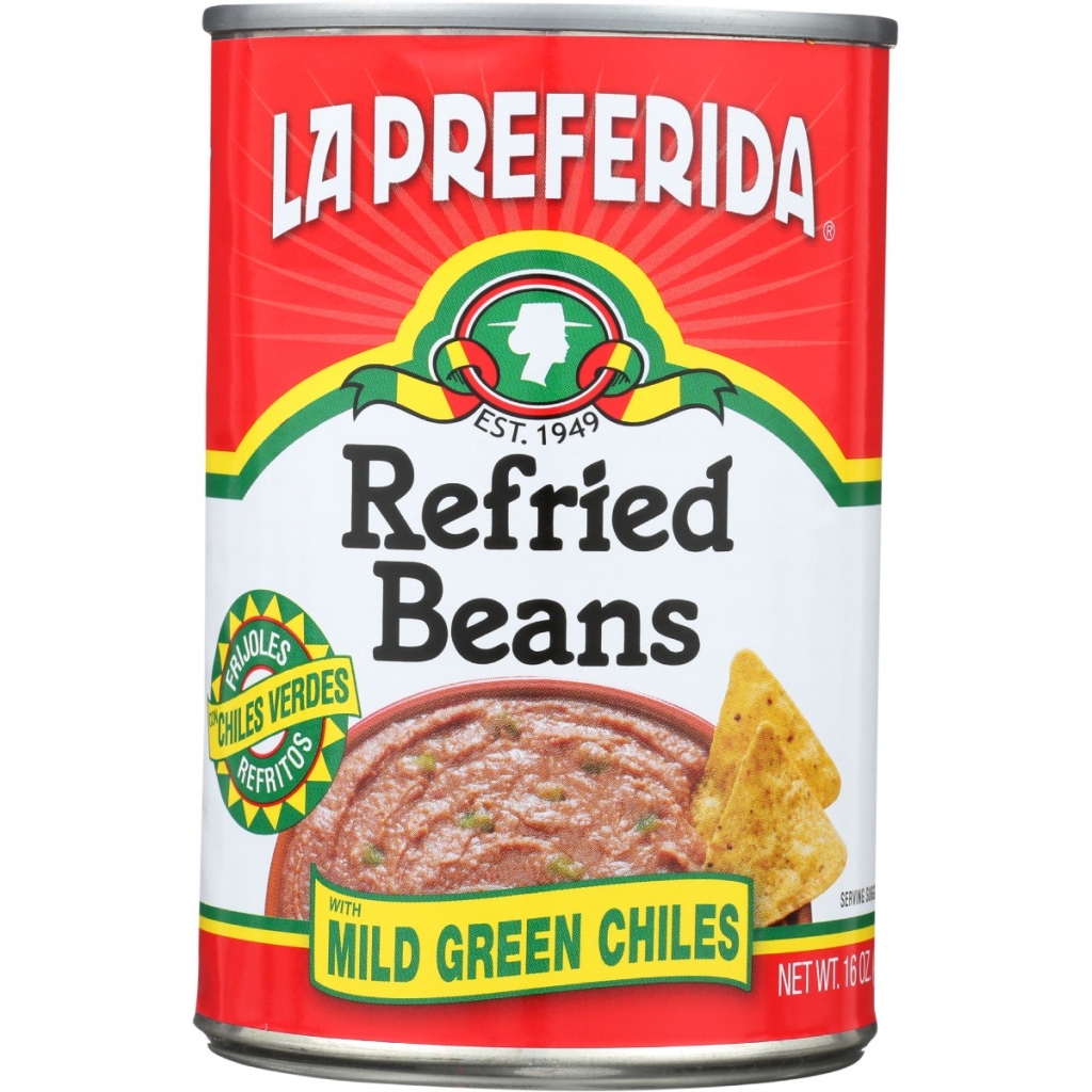 Mild Green Chiles Refried Beans – Authentic Flavor, 16 oz