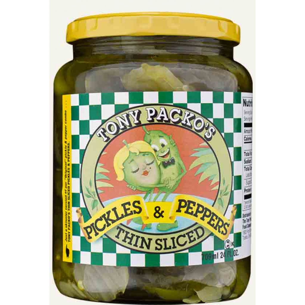 Packo Thinly Sliced Pickles & Peppers, 24 oz