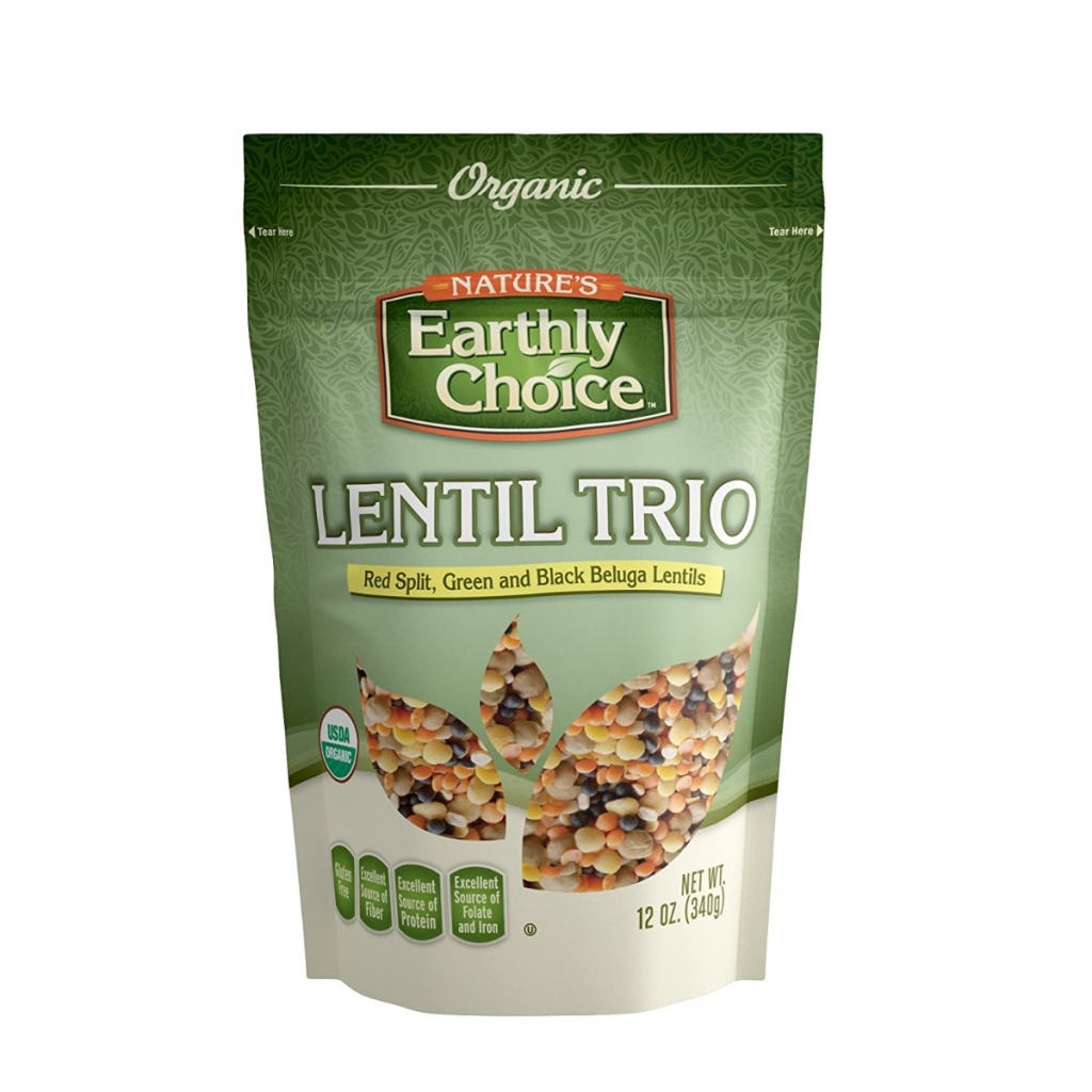 Organic Lentil Trio: Red, Green, and Black Beluga Lentils - 12 oz