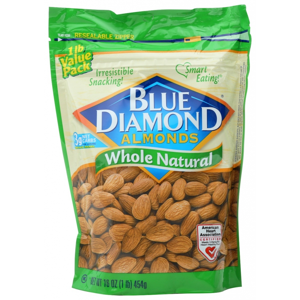 Whole Natural Almonds, 16 oz