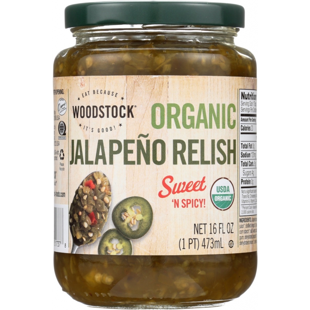 Woodstock Organic Jalapeno Relish, 16 oz