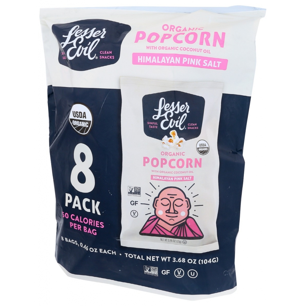 Organic Himalayan Pink Salt Popcorn Snack Pack - 8 Pack