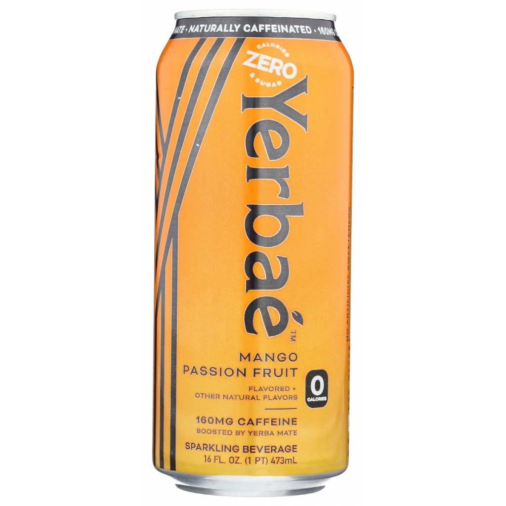 Mango Passion Fruit Sparkling Water with Yerba Mate - 16 oz