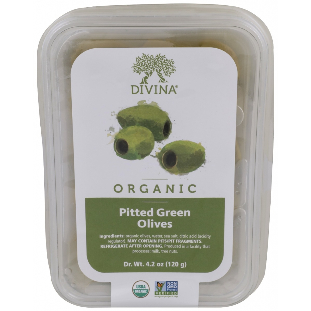 Organic Pitted Green Olives, 4.2 oz