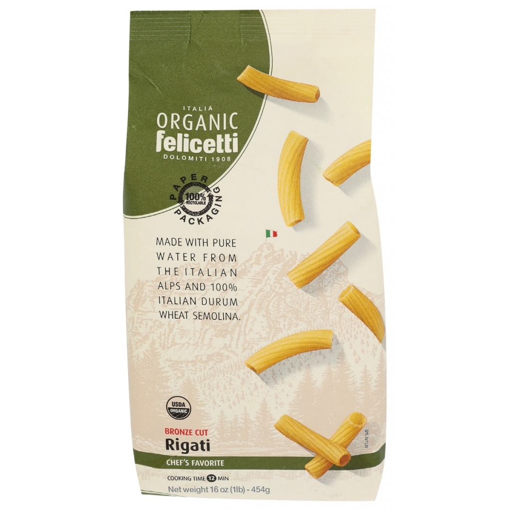 Organic Bronze Cut Rigati Pasta, 16 oz