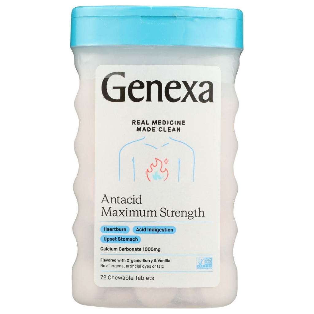 Genexa Antacid Maximum Strength, 72 tablets