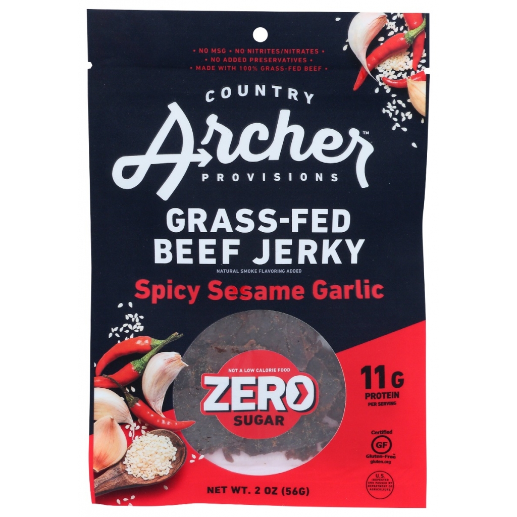 Zero Sugar Spicy Sesame Garlic Grass Fed Beef Jerky - 2 oz